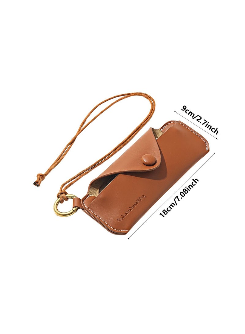 Excefore Glasses Pouch, Leather Case Holder, Glasses Case Soft, Portable Universal Genuine Leather Slim Eyeglass Pouch for Sunglasses Reading Glasses Eyeglass - Image 5