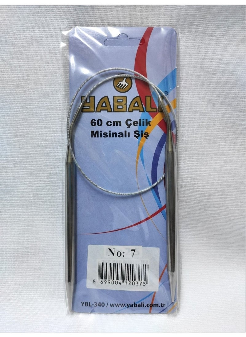 Yabali Pitch 60 cm Steel Line Titanium Knitting Needle No: 7 