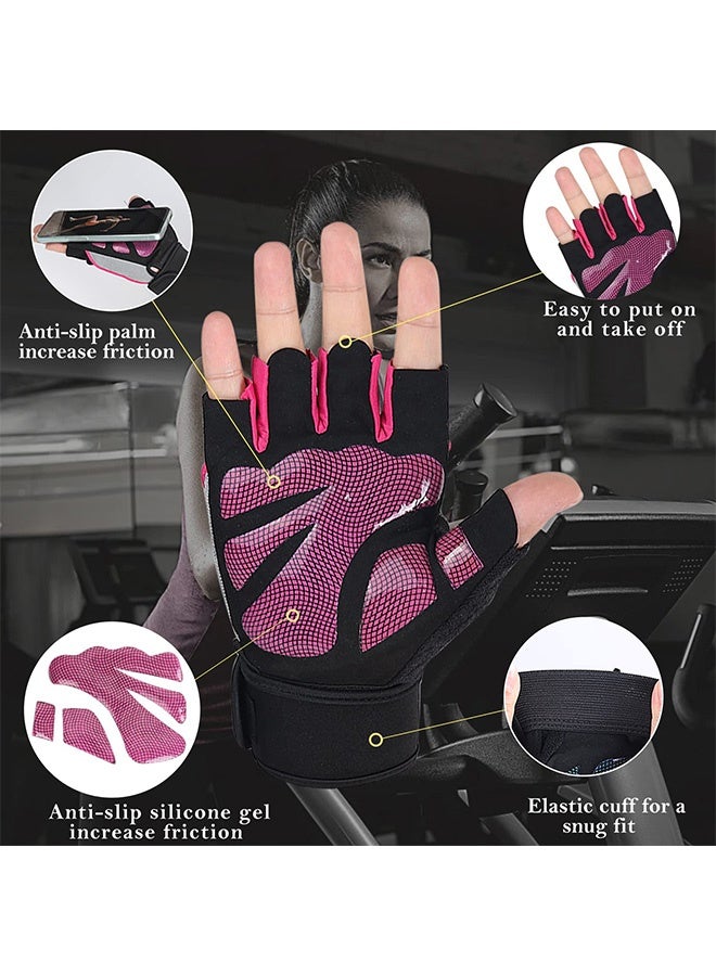 CAMPANAS Weight Lifting Gloves for Men and Women Adjustable Wrist Support Workout Gloves Non-Slip Cycling Gloves for Fitness Training Gym Exercise Pink - Image 2