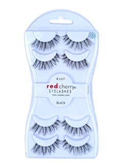 Red Cherry Red Cherry Eyelashes Human Hair Black 4 IN 1 # Lily  - Image 2