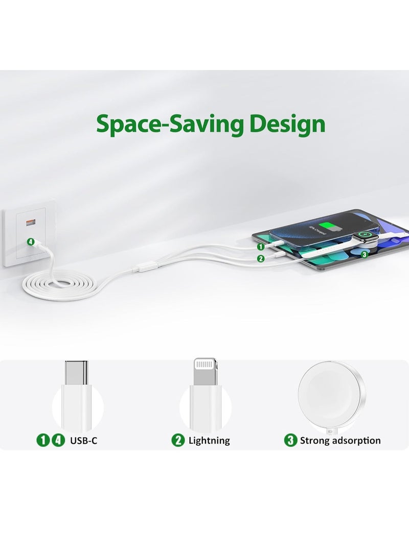 General 3 in 1 for Apple Watch Charger, for iPhone Watch Charger, USB C Multi Charging Cable for Apple Multiple Devices, Travel Charger for iWatch 9/8/7/6/5/4/3/2/1/Ultra2/SE/For iPhone 15/14/13 (White/6FT)  - Image 3