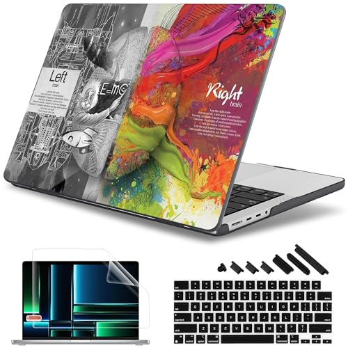 May Chen Compatible with M3 MacBook Pro 16 A2991 M2 A2780 M1 A2485 Pro/Max with Retina Display Fits Touch ID 2023 2022 2021, Hard Shell Case with Keybaord Cover & Screen Protector, Left Right Brain - Image 1