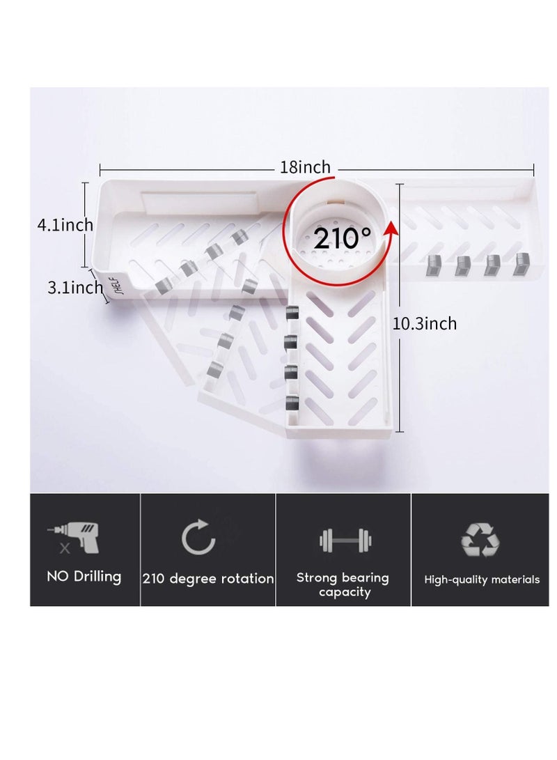 Wall Mounted Bathroom Corner Shelf Shower Caddy, No Drilling Organizer Storage for Bathroom, Self Adhesive Storage, White Black - Image 5