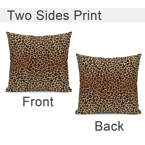 Qwalnely 2 Sets Leopard Print Decorative Throw Pillow Covers, 18x18 Inch for Living Room Couch Bed Sofa, Cheetah Print Home Decor, Soft Cushion Case - Image 2