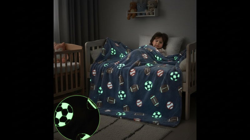 Butterthief Glow in The Dark Radium Blanket for Kids Super Soft & Warm Glowing Blanket for Toddler (100x150 cm, 0-8 Year) (Football) - Image 4
