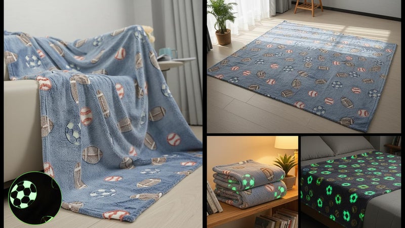 Butterthief Glow in The Dark Radium Blanket for Kids Super Soft & Warm Glowing Blanket for Toddler (100x150 cm, 0-8 Year) (Football) - Image 3