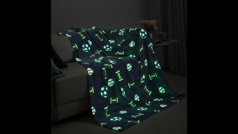 Butterthief Glow in The Dark Radium Blanket for Kids Super Soft & Warm Glowing Blanket for Toddler (100x150 cm, 0-8 Year) (Football) - Image 1