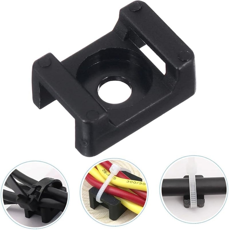 100Pcs Black Saddle Cable Tie Mounts Nylon Wire Organizer Clips for Desk Wall Home Office - Image 3