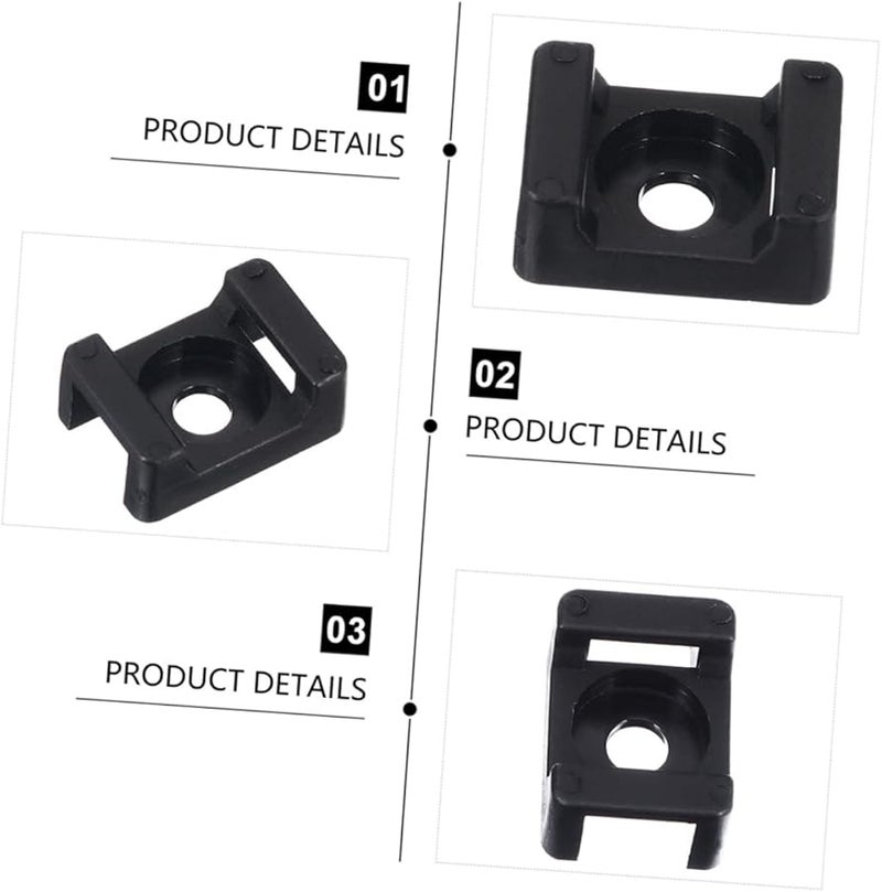 100Pcs Black Saddle Cable Tie Mounts Nylon Wire Organizer Clips for Desk Wall Home Office - Image 5