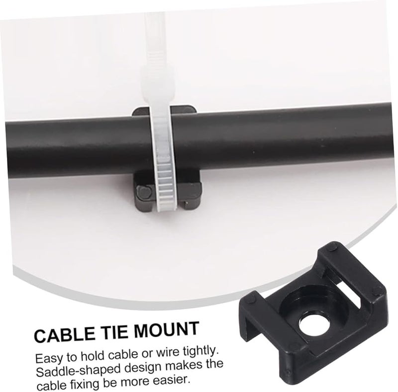 100Pcs Black Saddle Cable Tie Mounts Nylon Wire Organizer Clips for Desk Wall Home Office - Image 4