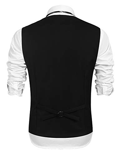 COOFANDY Men's Business Suit Vest,Slim Fit Formal Skinny Wedding Waistcoat,Black,Medium - Image 5