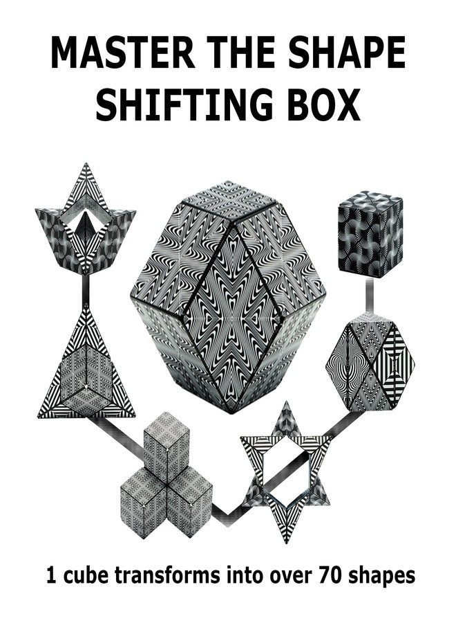 Shashibo Shape Shifting Box - Award-Winning, Patented Fidget Cube w/ 36 Rare Earth Magnets - Transforms Into Over 70 Shapes, Gift Box, Download Fun in Motion Toys Mobile App (Black & White, 2 Pack) - Image 4