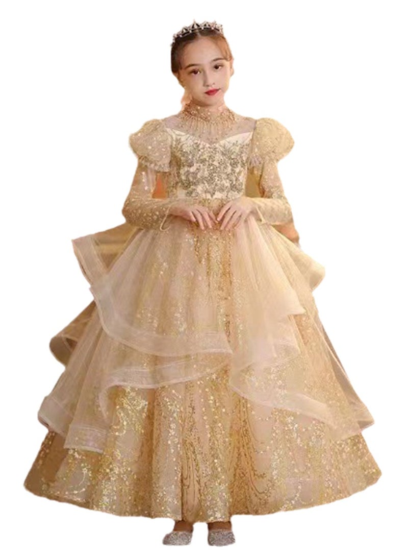 Children's dress new princess dress evening dress little girl performance piano catwalk dress Costumes - Image 1