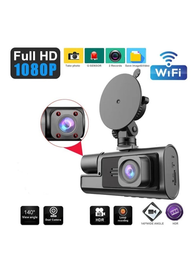 XiuWoo - Dash Cam Car Camera Suction Cup Type Dash Cam Front and Inside 1080P FHD Dash Camera with 170 Degrees Wide 24 Hours Parking Monitor Loop Recording Motion Detection - Image 1