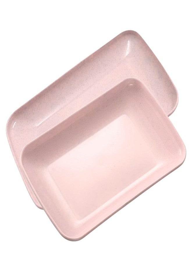 FS COOL Rectangular Salad Plates Appetizer Serving Platter Rectangular Platters for Fruit Sushi Dinner Parties, Microwave, Oven Safe Lightweight, for Kitchen, Camping Adults and Kids(2 Piece, Pink) - Image 1