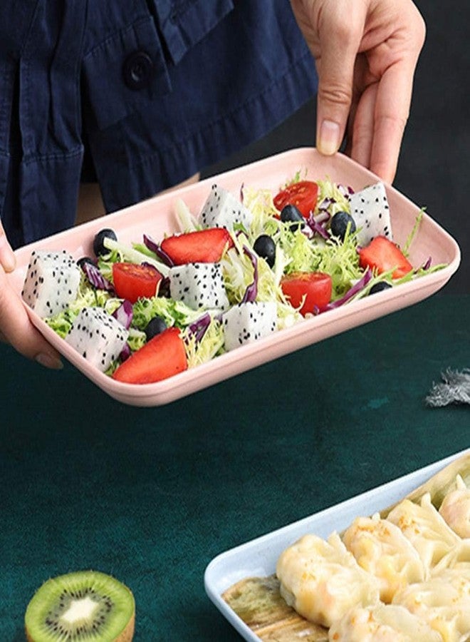 FS COOL Rectangular Salad Plates Appetizer Serving Platter Rectangular Platters for Fruit Sushi Dinner Parties, Microwave, Oven Safe Lightweight, for Kitchen, Camping Adults and Kids(2 Piece, Pink) - Image 4