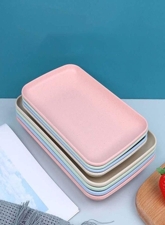FS COOL Rectangular Salad Plates Appetizer Serving Platter Rectangular Platters for Fruit Sushi Dinner Parties, Microwave, Oven Safe Lightweight, for Kitchen, Camping Adults and Kids(2 Piece, Pink) - Image 3