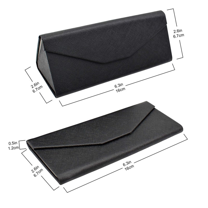 Real Sic Glasses Case for Men and Women Magnetic Folding Hard Shell Sunglass Holder Vegan Leather Eyeglass Protector Variety of Styles Inspired by Solid Color Black - Image 4