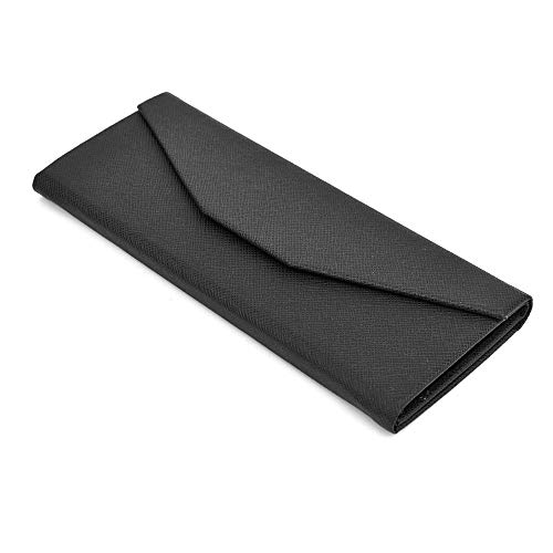 Real Sic Glasses Case for Men and Women Magnetic Folding Hard Shell Sunglass Holder Vegan Leather Eyeglass Protector Variety of Styles Inspired by Solid Color Black - Image 3