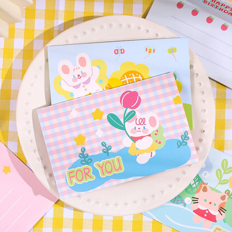 Children'S Heart Flood Greeting Card Cute Girl Packaging Material Small Card Foldable Three-Dimensional Card Blessing Birthday Greeting Card - Image 5