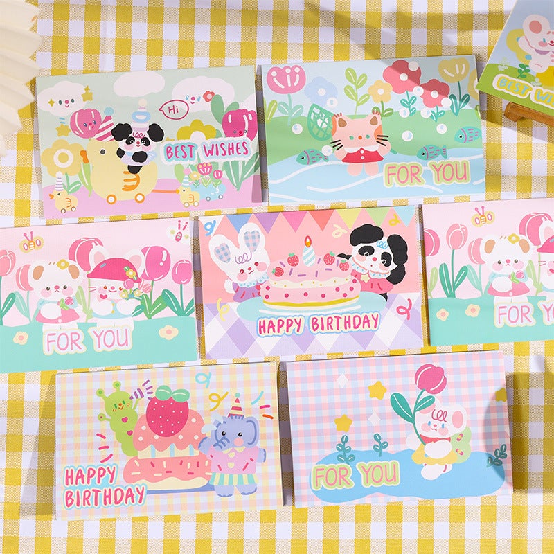 Children'S Heart Flood Greeting Card Cute Girl Packaging Material Small Card Foldable Three-Dimensional Card Blessing Birthday Greeting Card - Image 3