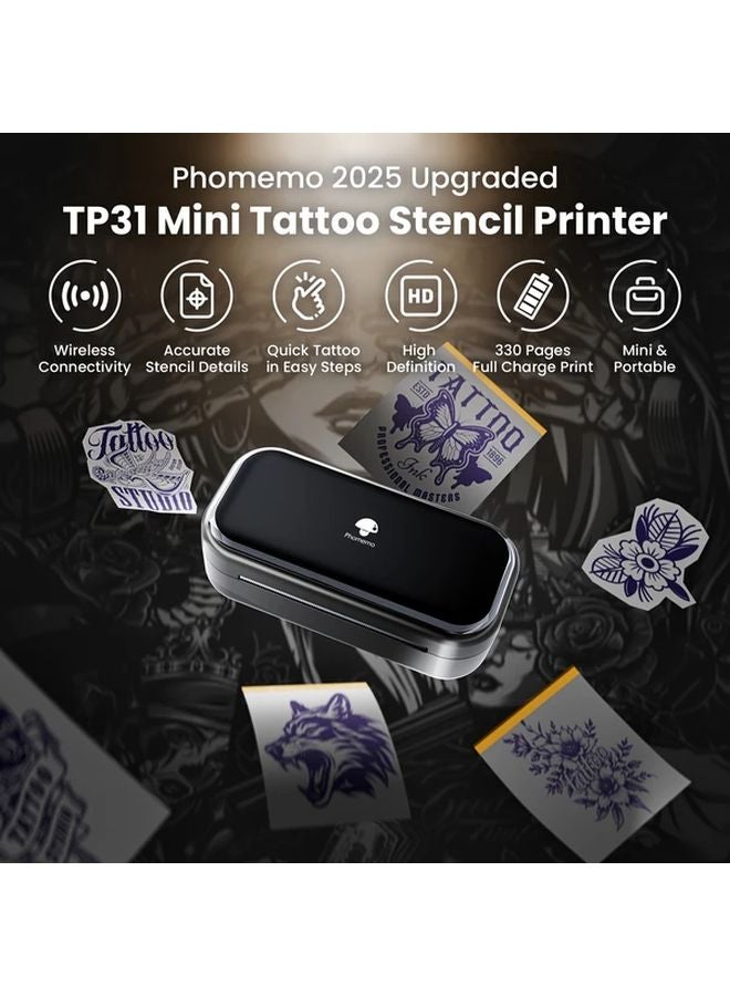Phomemo TP31 Black Wireless Tattoo Stencil Printer Portable Thermal Printer - Image 4