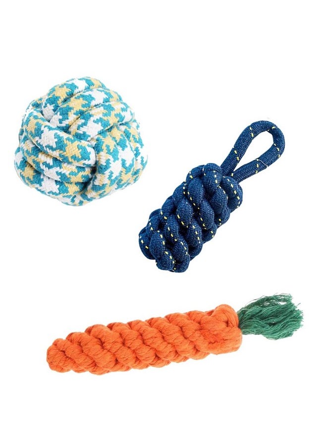 Sage Square Dog Toys + Dog Chew Toys + Puppy Teething Toys + Rope Dog Toy + Dog Toys For Small To Medium Dog Toys + Dog Toy Pack + Tug Toy + Dog Toy Set + Washable Cotton Rope For Dog (3 Pack)  - Image 1