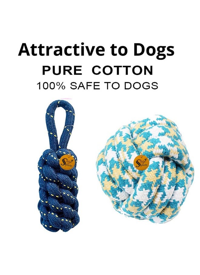 Sage Square Dog Toys + Dog Chew Toys + Puppy Teething Toys + Rope Dog Toy + Dog Toys For Small To Medium Dog Toys + Dog Toy Pack + Tug Toy + Dog Toy Set + Washable Cotton Rope For Dog (3 Pack)  - Image 3