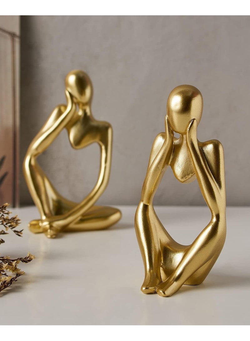 HOME TASTE 3 Pieces Thinker Statue Home Decor Modern Resin Statues Black Decor Thinker Statue Desktop Decor Accents For Bookshelf Coffee Table Shelf Office Decor Collectible Figurines (Gold Statue) - Image 5