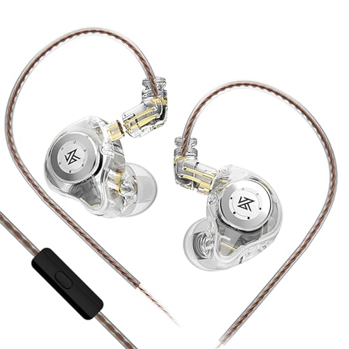 keephifi KZ EDX Pro in Ear Monitors with Microphone KZ IEM Earphones Dual DD HiFi Stereo Sound Wired Earphones Noise Cancelling Earbuds for Musicians Singer Audiophiles (White, with Mic) - Image 1