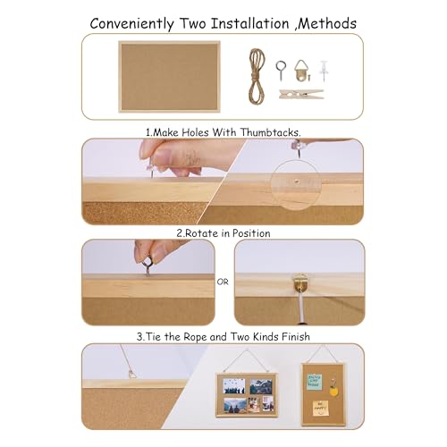 DAHAPYBOO Cork Board Bulletin Board,17"X 12" Cork Board for Office with Pin Oak Wood Boards,Hanging Corkboards for Office Home School Message Board or Vision Board Decoration. - Image 3