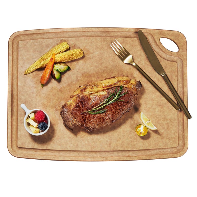 Elihome Classic Series Cutting Board for Kitchen Natural Wood Fiber Composite Dishwasher Safe EcoFriendly Juice Grooves NonPorous Reversible BPA Free Made in USA 13x 10 Medium Natural