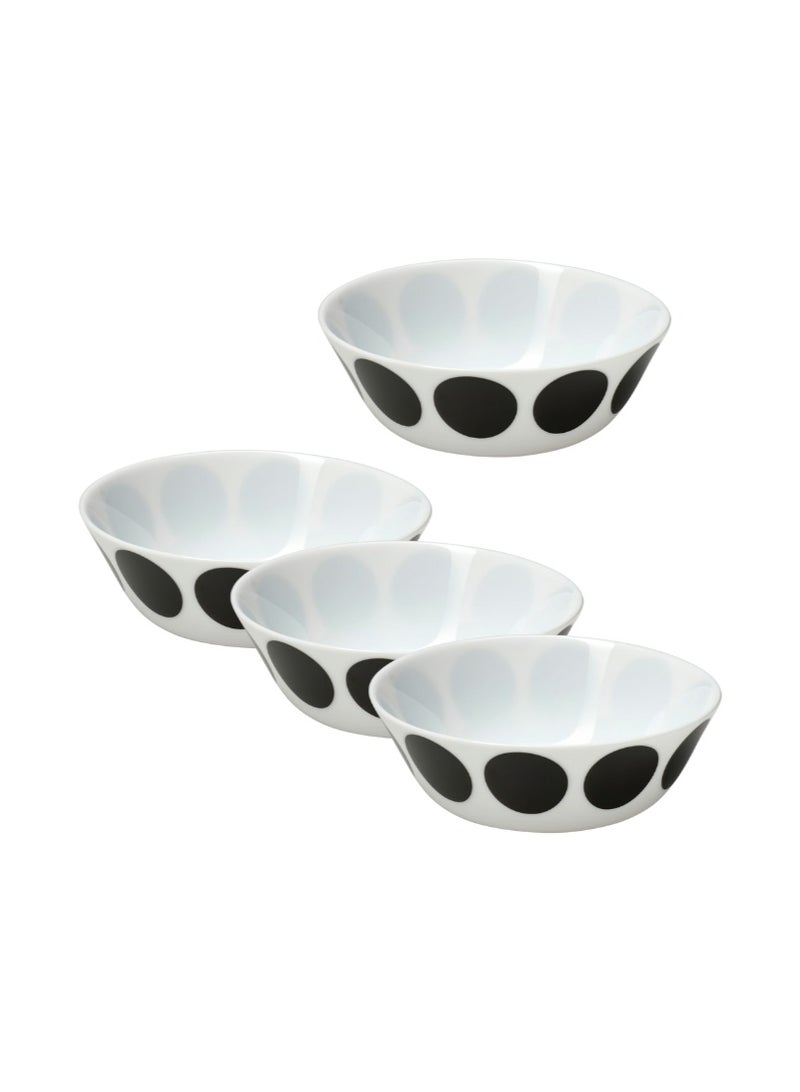 OFTAST Bowl, Set of 4, White/Black, 15 cm - Image 1