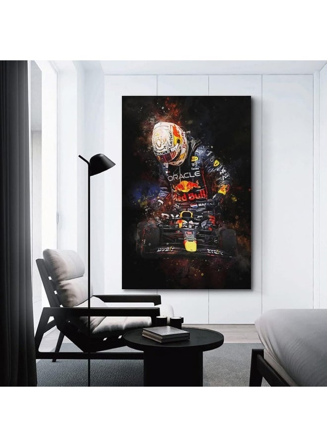 Home Trove - YiYLunneo F1 Formula 1 Max Verstappen Poster Posters for Room Aesthetic Canvas Wall Art Bedroom Decor 16x24inch(40x60cm) - Image 1