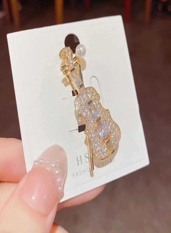Izpack Dainty Crystal Violin Brooch Pin for Women Teen Girls Cubic Zirconia Bow Cellow Fiddle Musician Lapel Hat Brooches Pins Cute Jewelry - Image 5