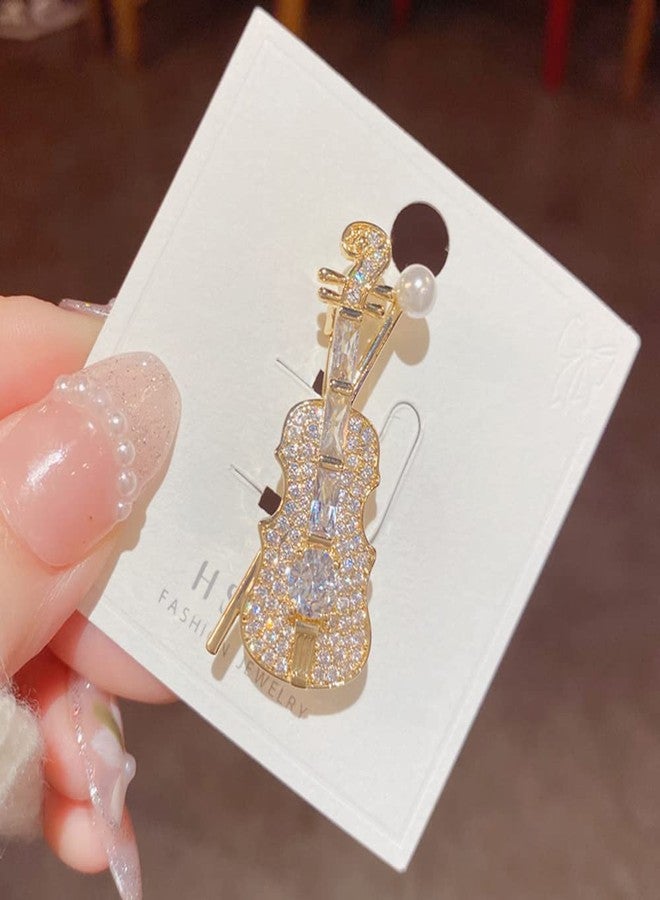 Izpack Dainty Crystal Violin Brooch Pin for Women Teen Girls Cubic Zirconia Bow Cellow Fiddle Musician Lapel Hat Brooches Pins Cute Jewelry - Image 4