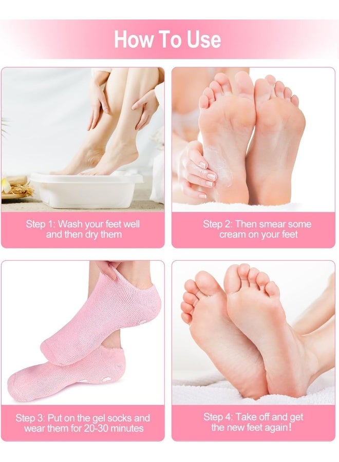 MOMENT Moisturizing Socks, Gel Socks Soft Moisturizing Gel Socks, Gel Spa Socks For Repairing And Softening Dry Cracked Feet Skins  - Image 4