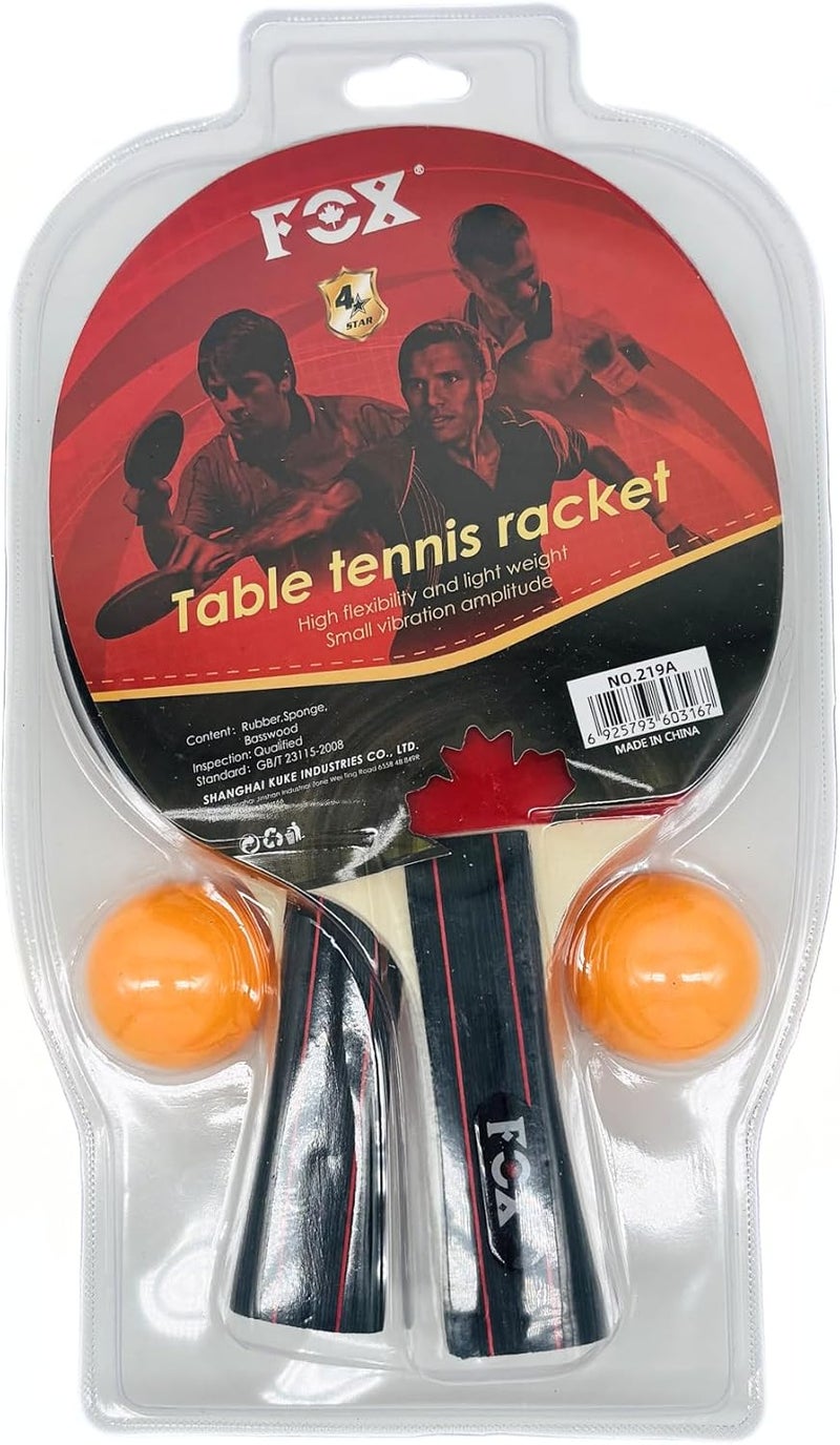 Fox Table Tennis Racket Set with 2 Paddles and 2 Orange Balls - Image 4