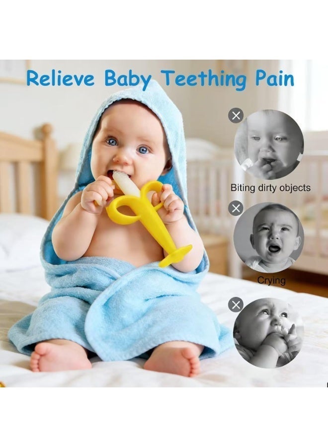 Gonice 4Pcs Baby Teething Toys 3-6 Months, Silicone Baby Teether Freezer BPA Free, Babies Teething Relief Sore Gums, Banana Toothbrush, Fruit Shape Giraffe Newborn Teether Gift for Infant Boy and Girl - Image 3