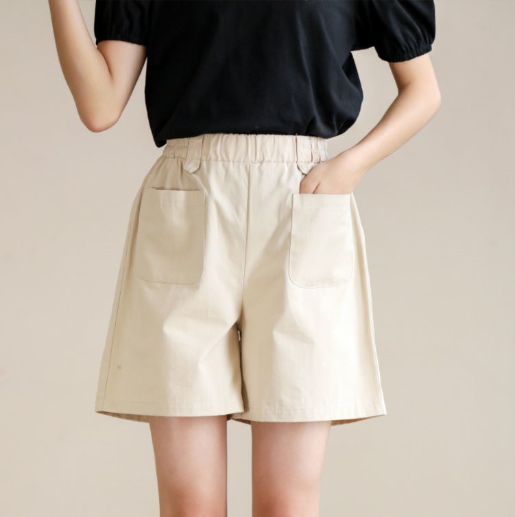 High Quality Elastic Waist Loose Pants 2024 Summer Gentle Sweet Style T-Shirt Junior High School Students Simple Shorts Parent Clothing - Image 1