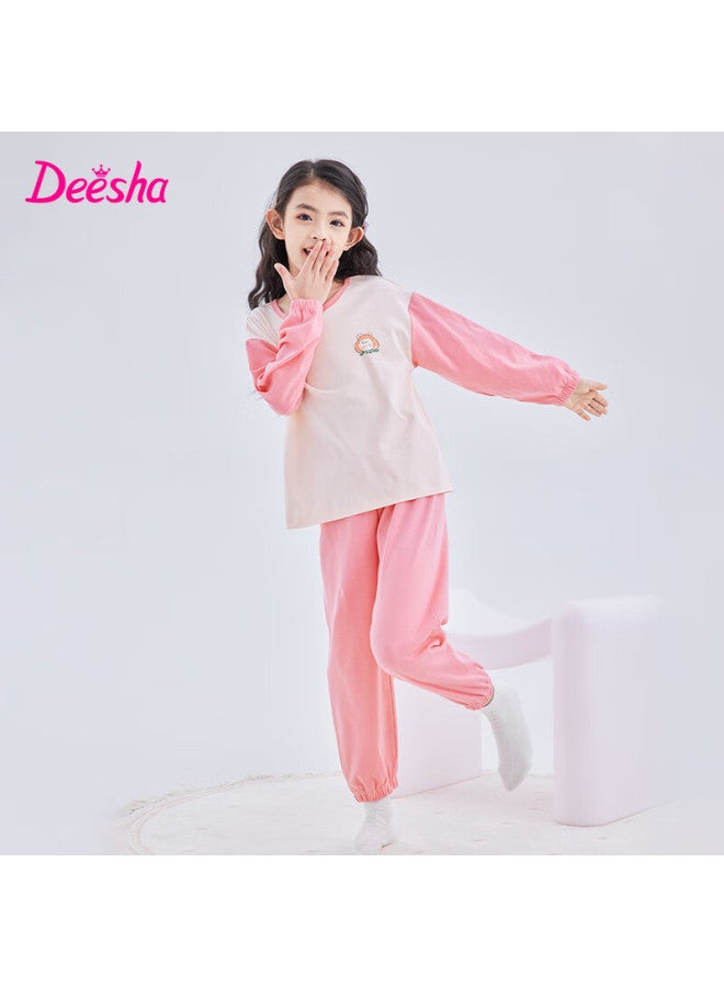 Deesha 60s High-count High-density Girls' Pure Cotton Homewear Long Sleeve Sleepwear Strawberry Rabbit Red 160 - Image 2