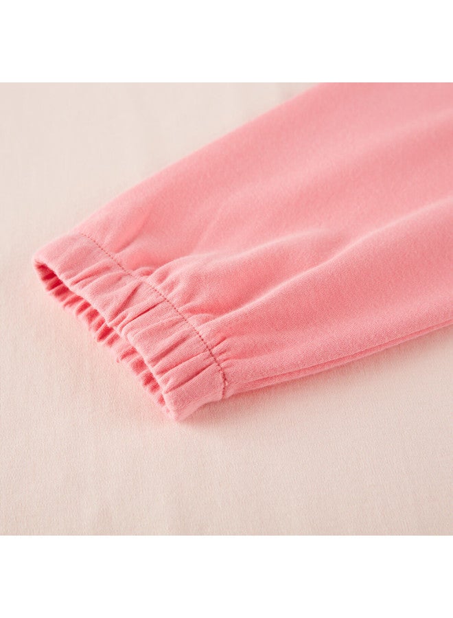 Deesha 60s High-count High-density Girls' Pure Cotton Homewear Long Sleeve Sleepwear Strawberry Rabbit Red 160 - Image 4