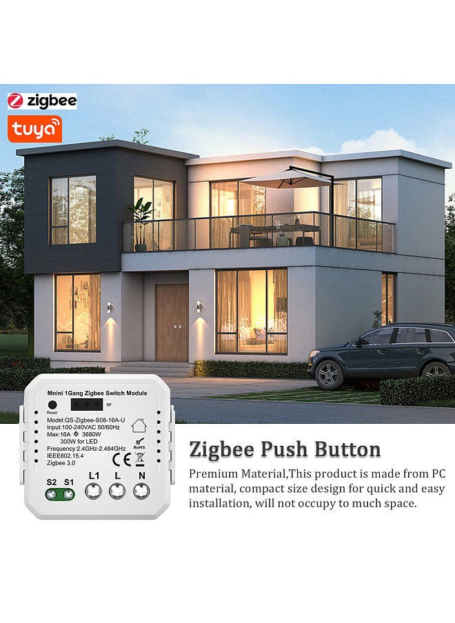 Generic - QS-zigbee-S08-16A-U Tuya ZigBee Zigbee Push Button Normal  Switch Module Home Electrical Appliance Max 3 Gang Switch Control Module Mobilephone APP Remotely Control - Image 1