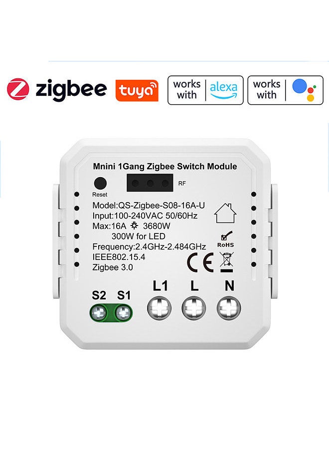 Generic - QS-zigbee-S08-16A-U Tuya ZigBee Zigbee Push Button Normal  Switch Module Home Electrical Appliance Max 3 Gang Switch Control Module Mobilephone APP Remotely Control - Image 1