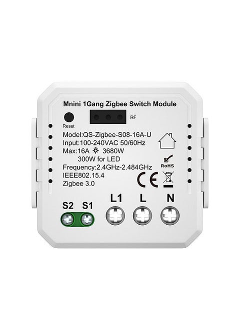 QS-zigbee-S08-16A-U Tuya ZigBee Zigbee Push Button Normal  Switch Module Home Electrical Appliance Max 3 Gang Switch Control Module Mobilephone APP Remotely Control