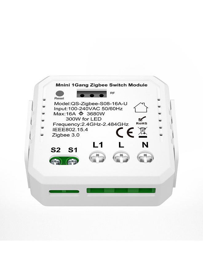 Generic - QS-zigbee-S08-16A-U Tuya ZigBee Zigbee Push Button Normal  Switch Module Home Electrical Appliance Max 3 Gang Switch Control Module Mobilephone APP Remotely Control - Image 1