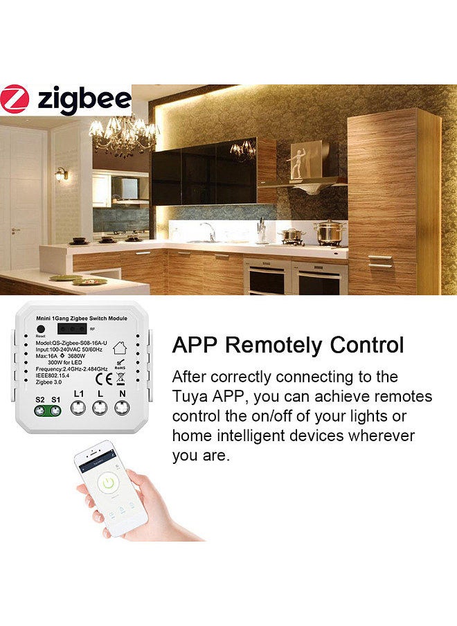 Generic - QS-zigbee-S08-16A-U Tuya ZigBee Zigbee Push Button Normal  Switch Module Home Electrical Appliance Max 3 Gang Switch Control Module Mobilephone APP Remotely Control - Image 1