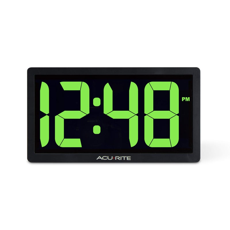 AcuRite 75112M 10-inch LED Digital Clock with Auto Dimming Brightness Green - Image 1
