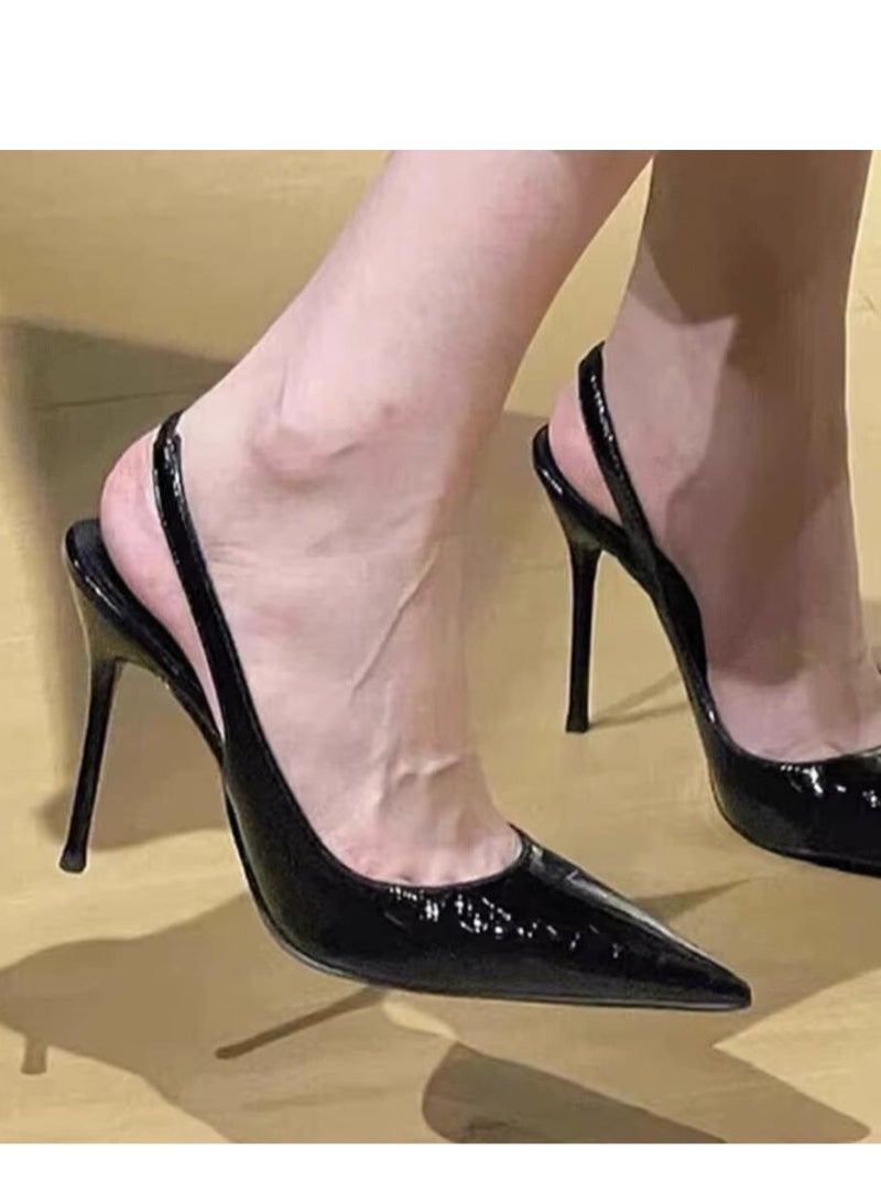 صندل نسائي بكعب رفيع مدبب بأسلوب فرنسي - Image 5