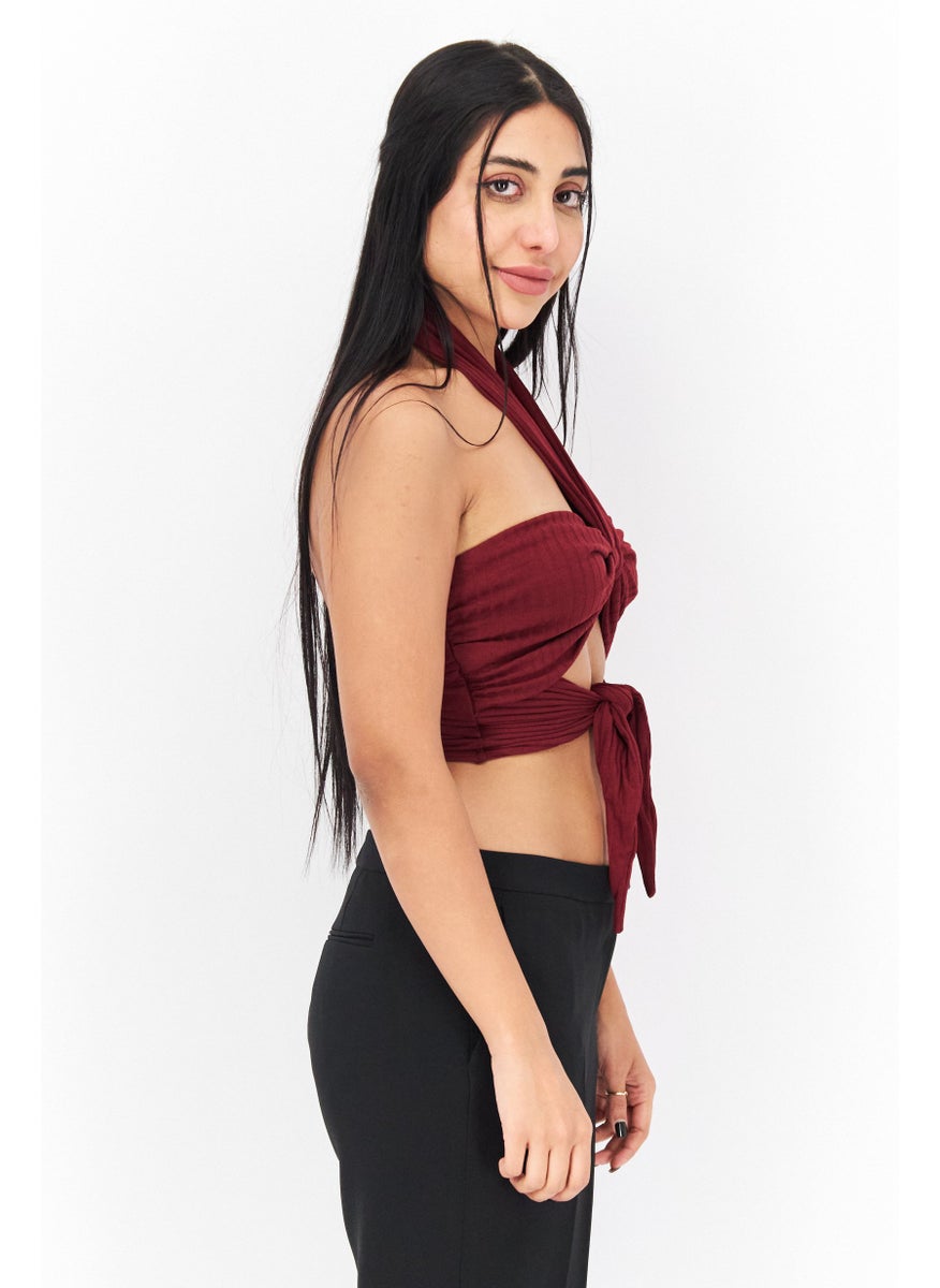 Women Halter Neck Sleeveless Plain Tube Tank Top, Maroon - pzsku/Z4698A5B875B71607EE63Z/45/_/1724351017/ae4a5b1a-93f8-484b-a0c5-27ff3d897c4c